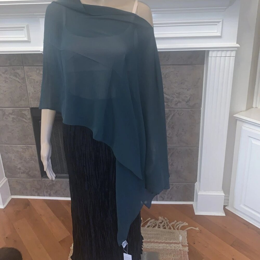 NWT Eileen Fisher Pine Sheer Silk Georgette Wrap Scarf OS/TU - Picture 4 of 11